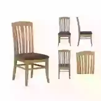 Oak Slatted Back Dining Chair With Charcoal Fabric Seat
